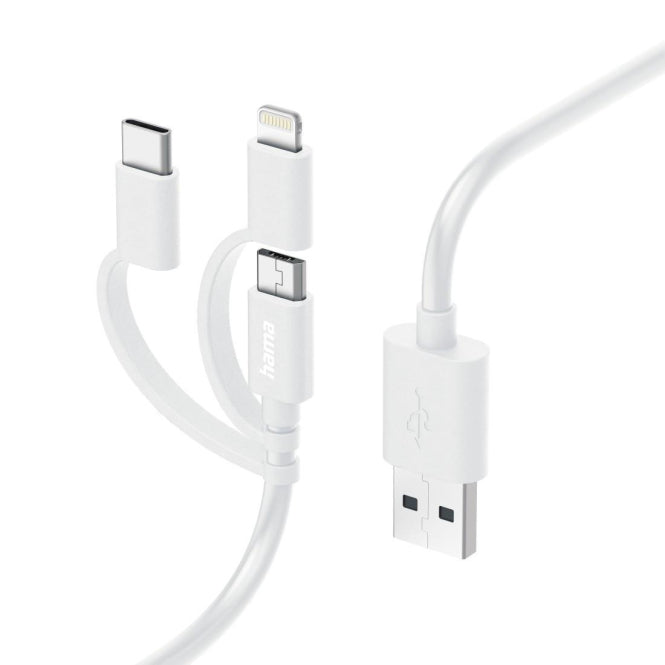Hama 3in1 Multi-Ladekabel 1,5m 201535 USB-A auf USB-C/Lightning/MicroUSB,weiß