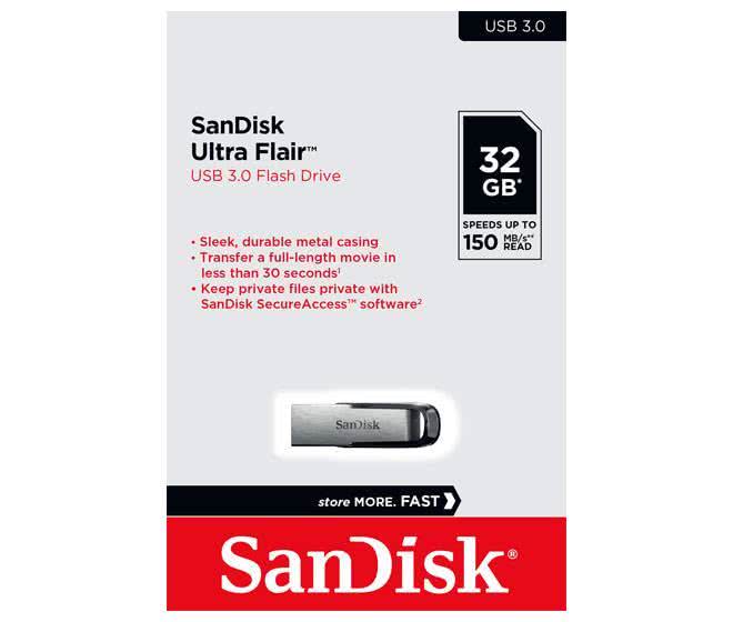 SanDisk Ultra Flair USB-Stick 3.0 32GB 150MB/s AES-128-Bit