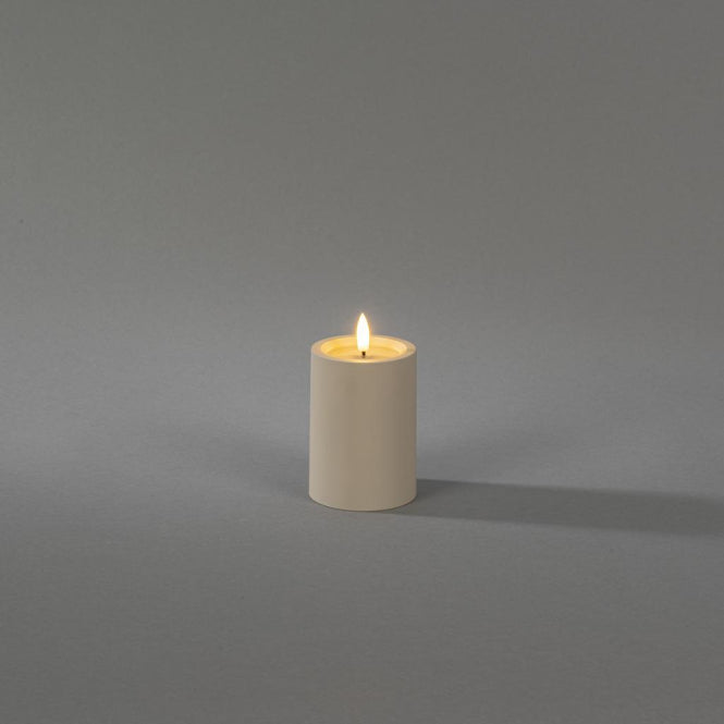 LED Kunststoffkerze sand Außen 1871-970 6h Timer D7 H10cm excl.2xAA IP44
