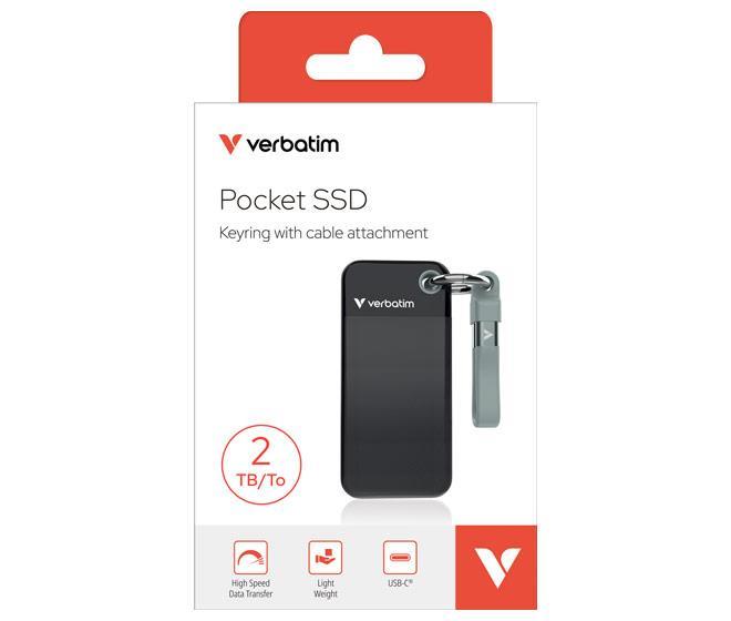 Verbatim Pocket SSD 2TB schwarz/grau USB 3.2 Typ C Keyring