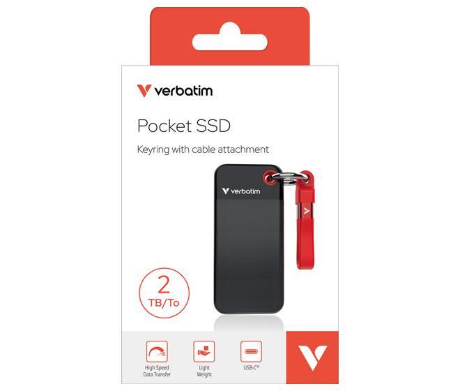 Verbatim Pocket SSD 2TB schwarz/rot USB 3.2 Typ C Keyring