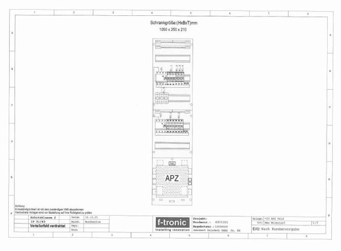 f-tronic Verteilerfeld verdrahtet 23 APZ Feld Art. Gr.717