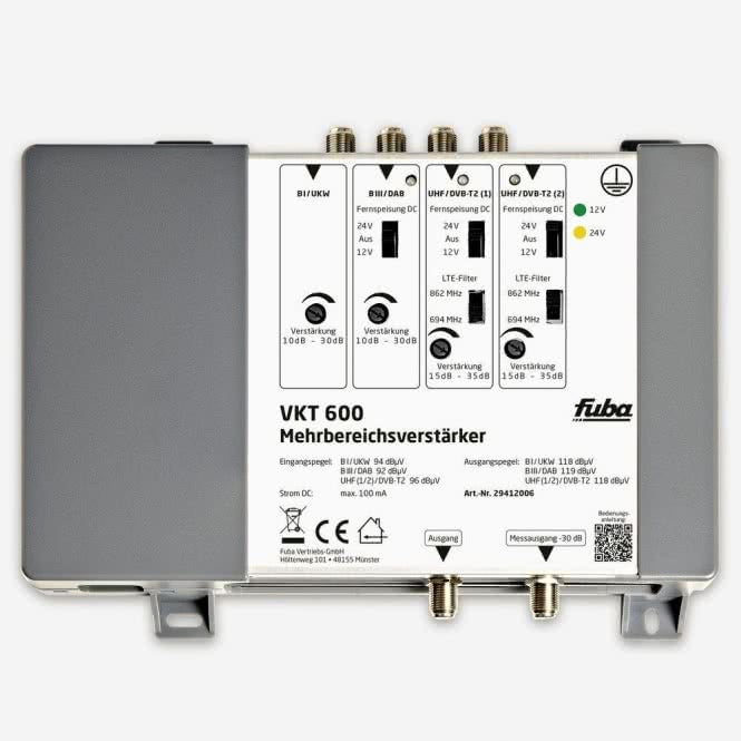 Fuba VKT 600 Mehrbereichsverstärker UKW,DAB+,2xDVB-T2,regelbar,LTE-Filter