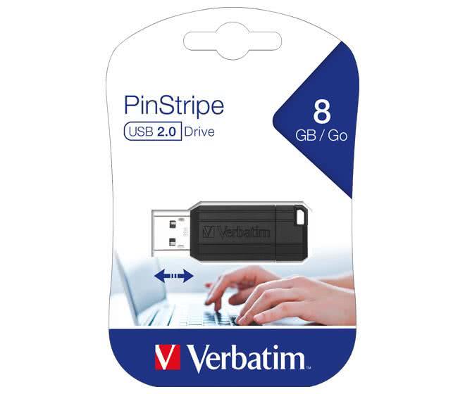 Verbatim USB-Stick PinStripe 8GB 49062 USB2.0,Schiebemechanismus,Retail-Blister