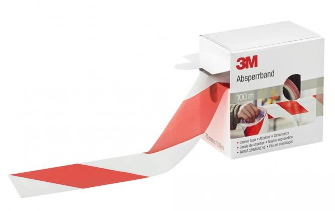 3M Absperrband Rot/Weiß 596615 70mm x 100m