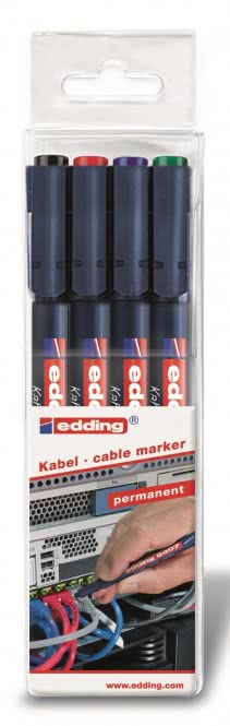Edding Kabelmarkerset 4-tlg. schwarz/rot/grün/blau 4-8407-4