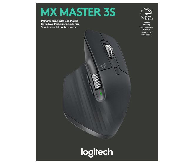 Logitech MX Master 3S graphit Lasermaus kabellos,Unifying,BT,200-8000DPI,7Tasten