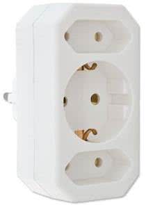 Hapena Euro-Adapter SES weiß 43911 2xEuro und 1xSchukosteckdose