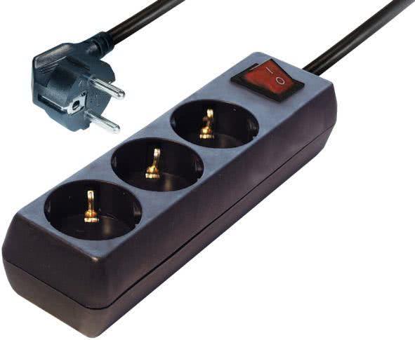 Hapena Tischsteckdose 3-fach 48052 STD 3SK2 schwarz 1,4m Zuleitung Schalter