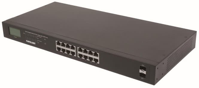 Intellinet 16-Port Gigabit PoE+ 561259 Switch 2 SFP-Ports LCD-Anzeige 370W
