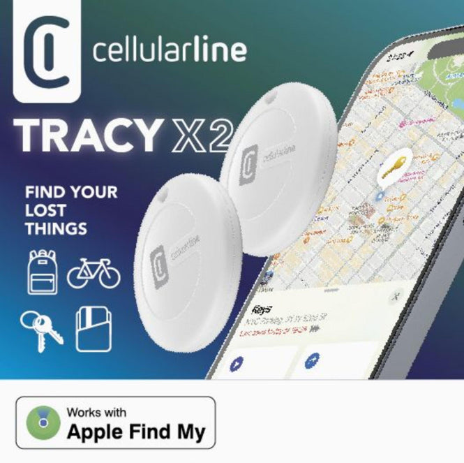 Cellularline TRACY Duo Bluetooth Tracker via Find My-App,austauschbare Batterie