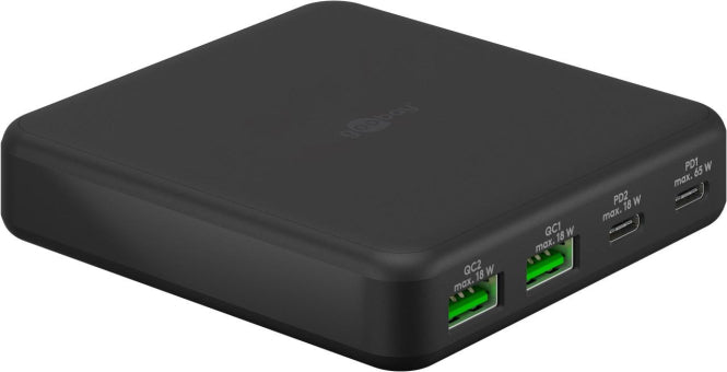 Goobay Multi-Tischladegerät schwarz 2xUSB-C PD 18W+65W 2xUSB QC3.0 18W