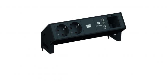 Bachmann DESK2 2xCEE7/3 1xUSB 902.962 A&C 22W 0,2m GST18 RAL9005