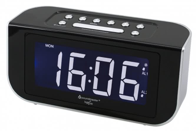 Soundmaster FUR4005 sw/si Funkuhrenradio UKW/MW,Datumanzeige,dimmbar,2 Weckzeiten