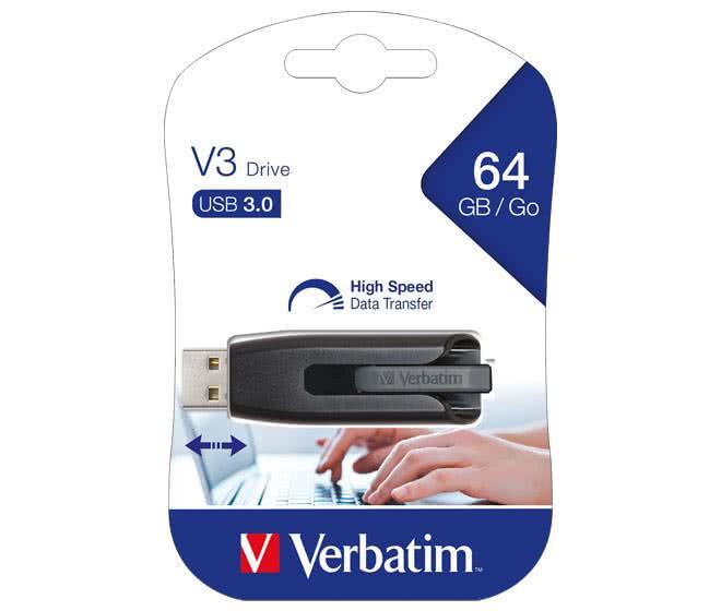 Verbatim USB-Stick 3.0 64GB sw/gr 49174 V3 Store'n'Go,Ultra Speed 533x,Blister