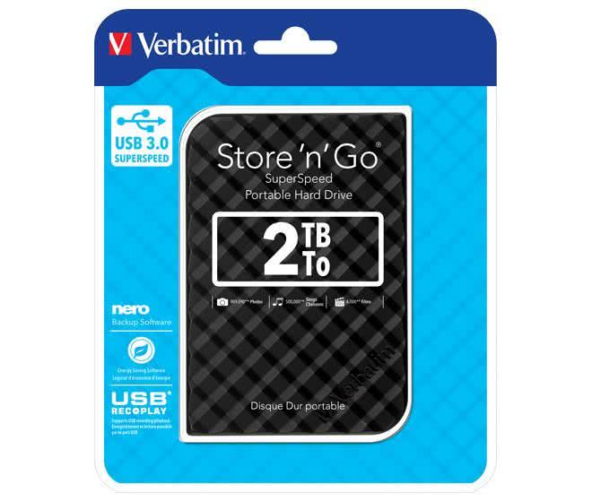 Verbatim externe Festplatte 2TB 53195 2,5z,USB 3.0,USB-powered,USB-Rec.-komp.