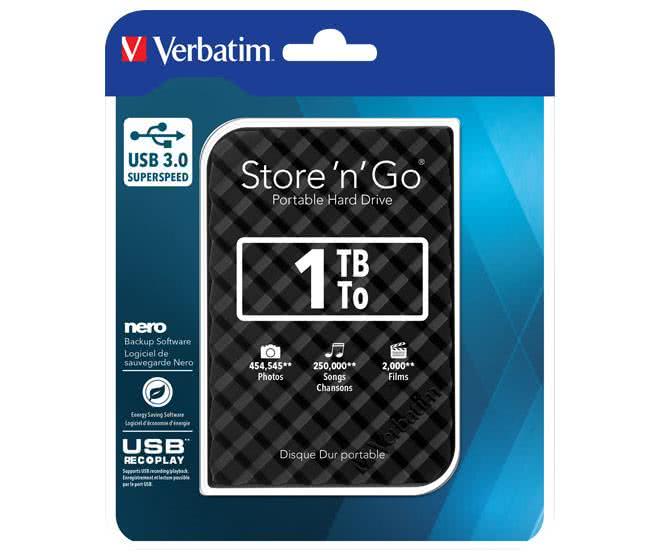 Verbatim externe Festplatte 1TB 53194 2,5z,USB 3.0,USB-powered,USB-Rec.-komp.