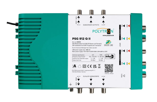 POLY Multischalter PSG 912 QII 9/12 SAT/terr. aktiv mit Netzteil