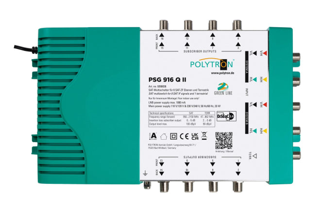 POLY Multischalter PSG 916 QII 9/16 SAT/terr. aktiv mit Netzteil