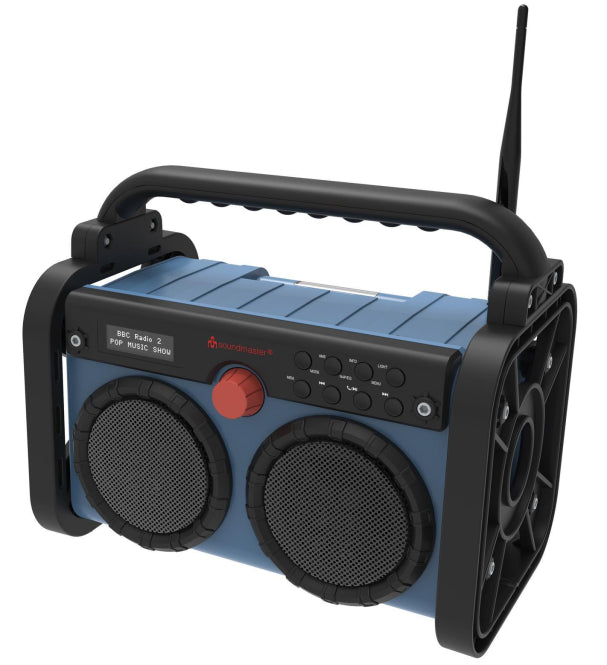 Soundmaster DAB85BL Baustellenradio IP44 DAB+/UKW,Bluetooth,Handyfach,Freisprech.