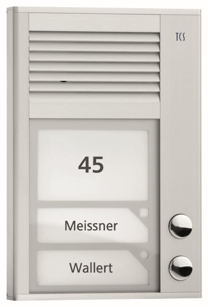 TCS Audio Außenstation PAK02-EN 2 Tasten 1-reihig AP silber