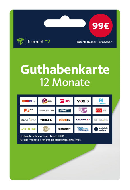 Freenet TV Guthabenkarte für 12 Monate (Privatsender)