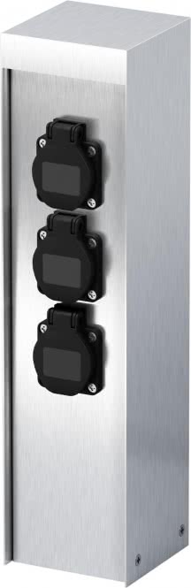 MCJ Steckdosensäule IP44 KON4010/3G/SB Edelstahl H=400mm 3xSchuko