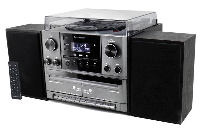 Soundmaster MCD5600SW sw Musiksystem Platte,DAB+/UKW,CD,USB,2xKassette,Encod.
