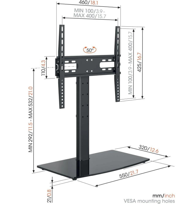 Vogels MS3085 sw Tisch-Standfuss für 32-65"Zoll,25-50kg