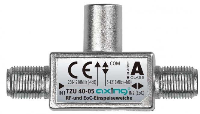 AXING Einspeiseweiche TZU 40-05 HF+EoC,2-1218MHz,Abzweigdämpfung 4dB