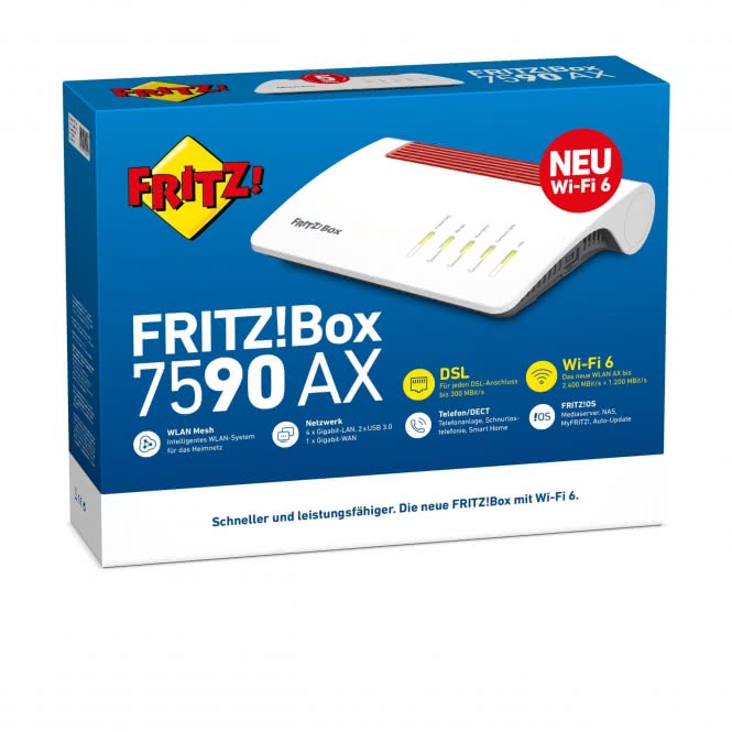 AVM FRITZ!Box 7590 AX Router v2 20002998 m.Wi-Fi6 GBitLAN ohne S0-Bus kein ISDN