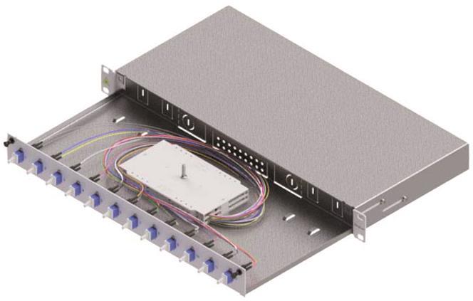 Easylan LWL-Spleißgehäuse Basic LSB1B225 1HE 12x LC-Duplex Standard OS2 ausziehb.