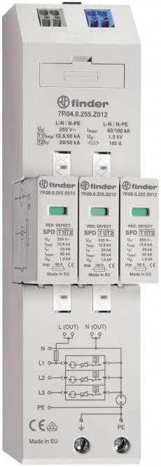 Finder Kombiableiter 7P.04.8.255.Z012 Typ 1+2 für dreiphasige TN-S u.TT Netze