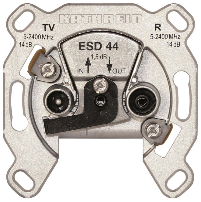 KATH Antennendose Durchgang 2fach ESD 44 2x4-2400MHz AD:15/16dB DD:1,6dB