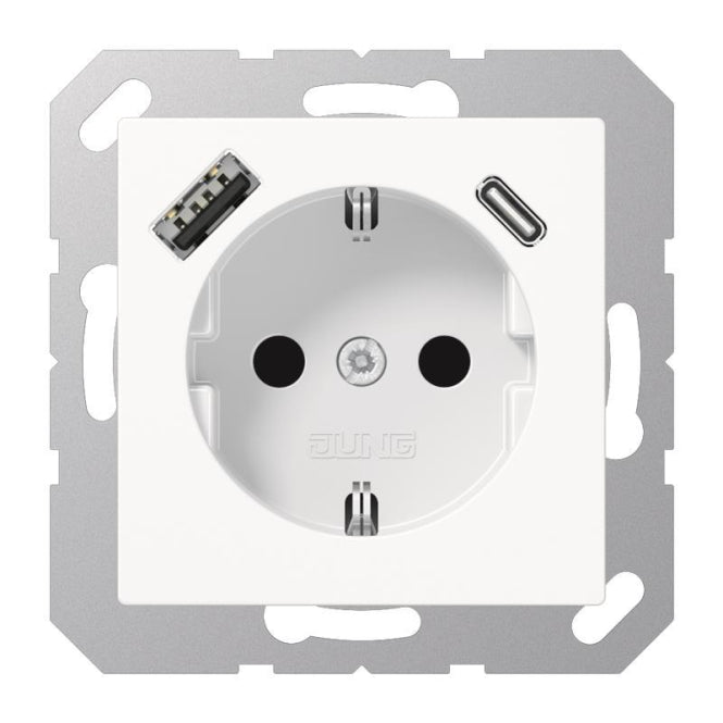 Jung SCHUKOsteckdose m.USB A1520-15CAWW Typ AC alpinweiß