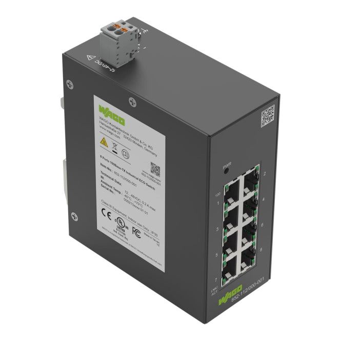 WAGO 852-112/000-001 Industrial-ECO- Switch,8 Ports 100Base-TX,schwarz