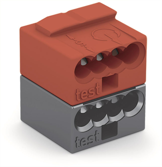 WAGO 243-211 4-Leiter-Buchsenklemme,PUSH WIRE ,Ø 0,8 mm,dunkelgrau/rot