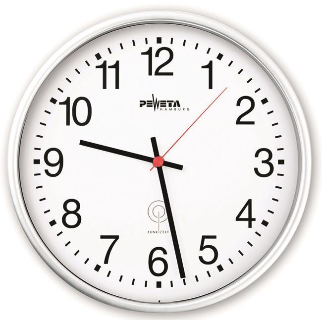 Peweta 51.130.311 Funkuhr 1,5V innen D300mm arab.Zifferblatt ws Kunststoff