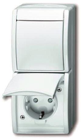 BJ Kombi Steckdose 2601/6/20 EBW-54 Wippschalter ocean IP44 alpinweiß