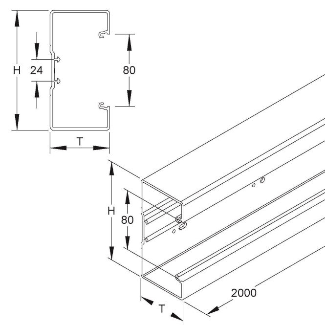 Kleinhuis Gerätekanal- BU651308.3 unterteil 133x66x2000mm PVC-hart RAL9010