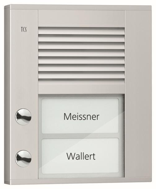 TCS Audio Außenstation PDS PDS02-EN/04 2 Tasten 1-reihig AP silber