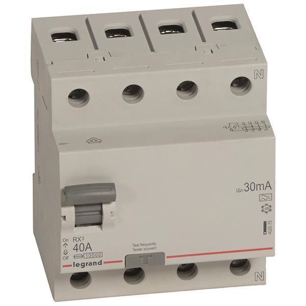 Legrand 402075 RX3 Fi-Schalter 40A 4-polig 30mA Typ A 400VAC 4TE