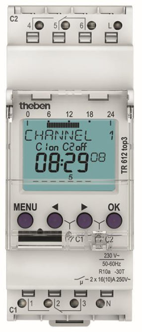THEB Zeitschaltuhr digital TR612top3 24H/7T mit Gangreserve 2K