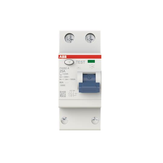 ABB FI-Schutzschalter FX202A-25/0,03 2P,Typ A,25A,30mA 2CSF202165R1250