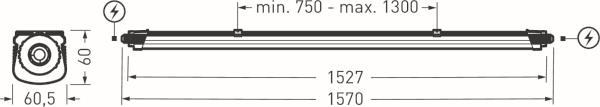 TRIL FR-Leuchte 2315 G4 IP65 PC 8427740 33/48W 3800/5600lm 4/65K DV 3x1,5 1570mm