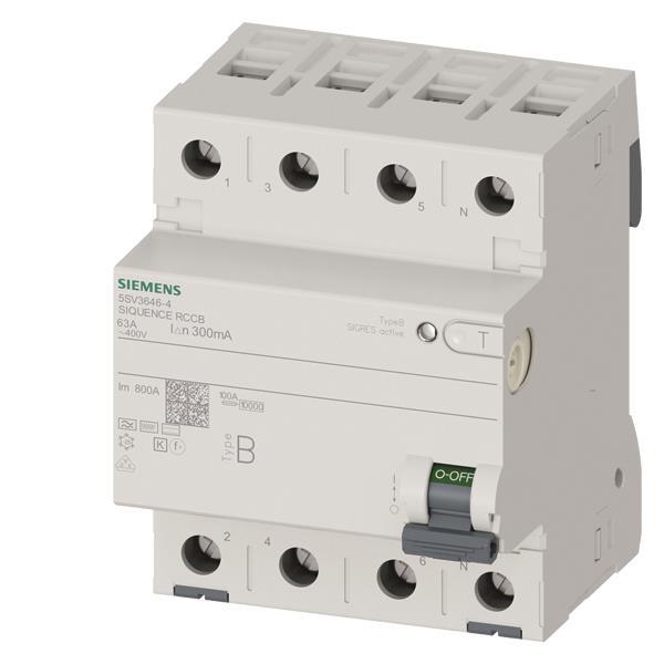 Siemens 5SV36464 FI-Schalter 5SV3646-4 Typ B 63A 3+N-polig 300mA 400V 4TE