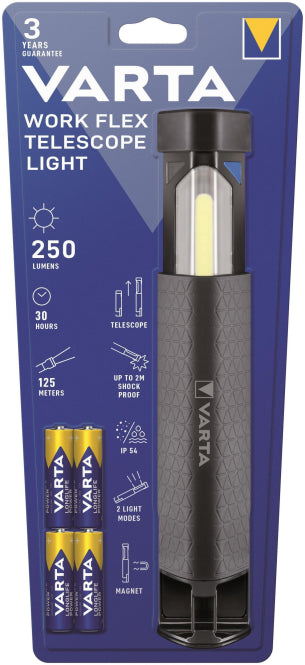 VARTA LED Work Flex Light 18646101421 Telescope 4AA m.4xMignon Leuchte Heimw.