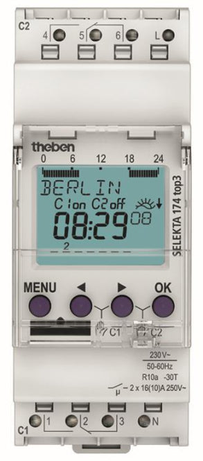 THEB Zeitschaltuhr digital SEL174top3 Astro 24H/7T mit Gangreserve 2K