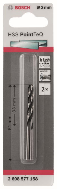 Bosch HSS-Spiralbohrer PointTeQ 3,0x61/33mm 2608577158
