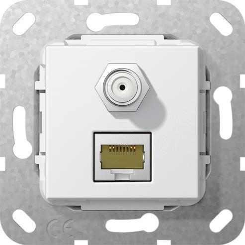 GIRA 569703 Modular Jack RJ45 Cat.6A 10Gbit SAT F-Buchse Kuppl. Reinweiß gl.